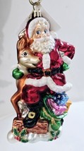 2002 Christopher Radko Dynamic Duo 5.5&quot; Ornament 01-1084-0 Santa and Reindeer - $67.32