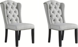 Traditional Tufted Upholstered Wingback Dining Chair Set Of 2 By, Light Gray. - £337.68 GBP