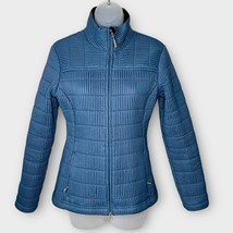 ATHLETA peacock blue ribbed quilted mud weight zip jacket size small spr... - $55.00