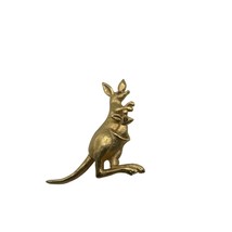 Vintage Avon Kangaroo with Joey in Pouch Goldtone Brooch Pin Articulated - $19.79