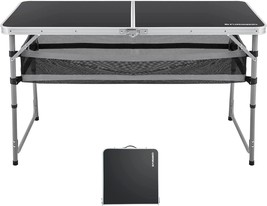 Fundango Folding Camp Table, 4 Ft Adjustable Height Lightweight Desk, Black. - £50.98 GBP