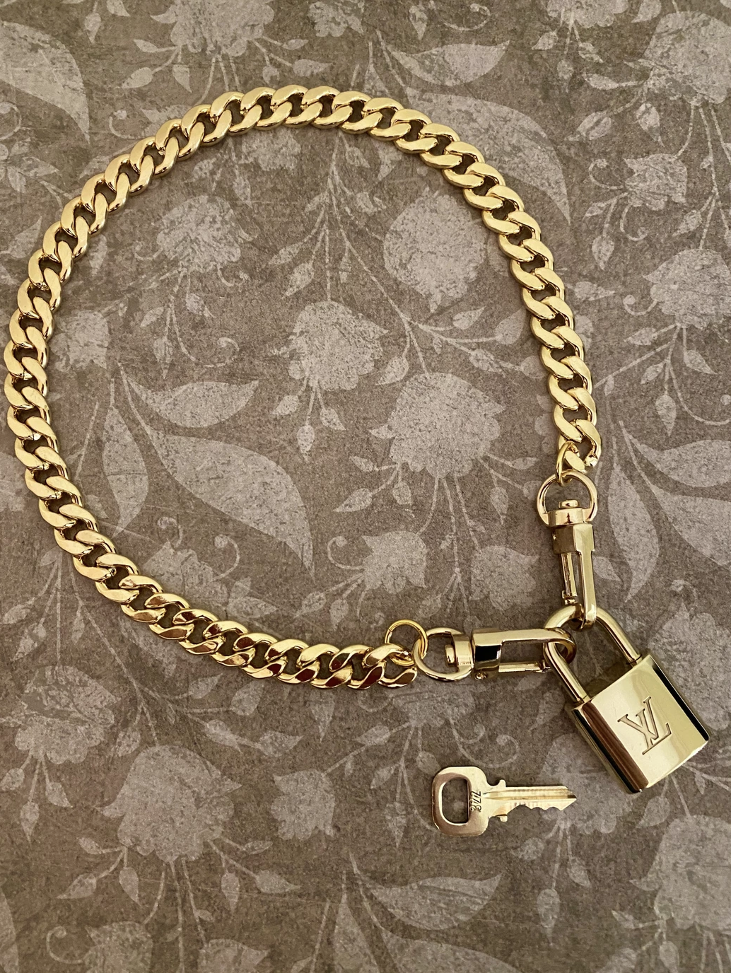 Primary image for Louis Vuitton Lock on 16" Choker Chain Curb Necklace