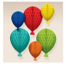 6 Hanging Honeycomb Balloons Birthday Celebration Decorations - £13.92 GBP