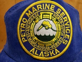 Petro Marine Services Alaska Corduroy Vintage Blue Snapback Adult Cap Hat  - £27.62 GBP