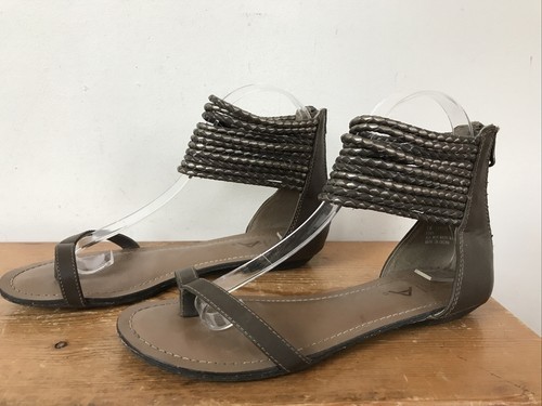 MIA Kios Synthetic Vegan Faux Leather Bronze Zip Up Gladiator Sandals 7 ... - $26.72