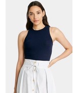 Women&#39;s XS Slim Fit Ribbed High Neck Tank Top - A New Day Navy  - $15.03 CAD