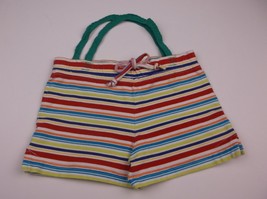HANDMADE UPCYCLED KIDS PURSE MULTI-STRIPE SHORTS 12.5X8 IN UNIQUE ONE OF... - $2.99
