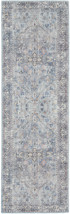 2&#39; X 6&#39; Light Grey And Blue Oriental Power Loom Distressed Washable Runner Rug - £51.90 GBP
