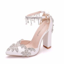 Crystal Queen Wedding Shoes Bride Heels Crystal Pumps Christmas Day Evening Part - £56.11 GBP