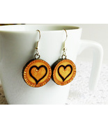 Natural wood earrings, wooden earrings, unique gift, heart earrings  - £27.37 GBP