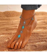 Sexy Women Fashion Charm Layer Chain Link Turquoises Foot Anklet Bracele... - $25.57 CAD