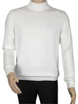 Men&#39;s Sweater Knit By BRANGO Turkey Mock Neck Cotton Blend 21050 White - $49.99