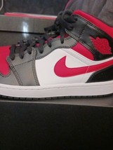 Authenticity Guarantee 
Size 10.5 - Nike Air Jordan 1 Mid - White Black Red B... - £134.53 GBP