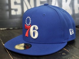 New Era 59Fifty Philadelphia 76ers 3x Champions Blue Fitted Hat Men size 7 1/8 - $39.27