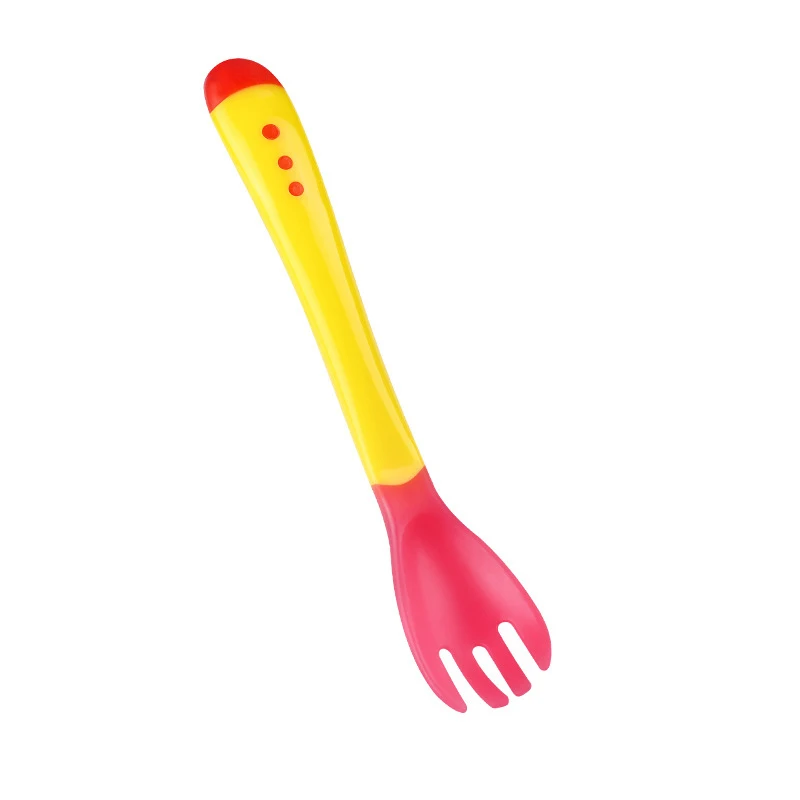 1pcs Newborn Silicone Spoon Baby Fork Safety Temperature Sensing Kids Ch... - $12.73