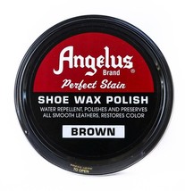 BROWN Paste SHOE WAX POLISH Leather Shoes Boot metal tin 3 oz ANGELUS 40... - $15.34