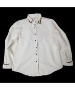 Womens Sharon Young Button-Up Embroidered Collar &amp; Cuff Shirt Top Size L... - $15.39