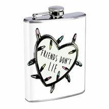 Friends Don&#39;t Lie Hip Flask Stainless Steel 8 Oz Silver Drinking Whiskey Spirits - £7.82 GBP