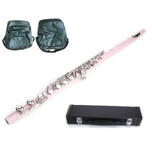 Pink Flute 16 Hole, Key of C w/Case+Music Sheet Bag+Accessories - $129.99