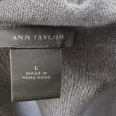 Ann Taylor Loft Cardigan Blue Gray Size Large Open Front Ruffle Womens Item image 5