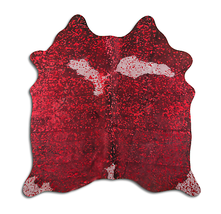 Acid Washed Red Metallic Cowhide Area Rug On Black And White - $344.47+