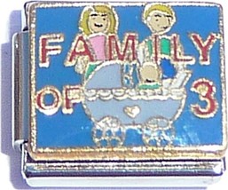 Family Of Three On Blue Italian Charm - £6.94 GBP