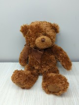 Gund Corin shaggy brown floppy teddy bear plush ribbon bow 15309 floppy - £7.01 GBP