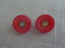 Pink with Rhinestone in the Center 1 loop Buttons Vintage (#3757) - £7.18 GBP