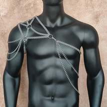 Man Body Chain Harness,Metal Shoulder Chain Harness,Punk Chest Harness - $78.00