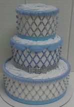 Baby Blue and Silver Little Prince or Princess Baby Shower 3 Tier Diaper Cake - $59.80