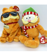 Set Of 2 TY Garfield Plushies: “Cool Cat” W/Sunglasses &amp; “Seasons Greeti... - £14.54 GBP