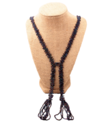 Vintage Glass Black Iridescent Seed Bead 44 Inch Long Flapper Necklace - $32.71