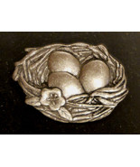 Birds &amp; Blooms Pewter Pin Limited Edition 2007 Birds Nest w/ Eggs Magazi... - $13.58 CAD