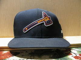 New Era 59FIFTY Atlanta Braves Tomahawk Black Fitted Baseball Hat Cap 7 1/4 - £28.71 GBP
