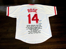 PETE ROSE HIT KING &quot; BIG RED MACHINE &quot; REDS SIGNED AUTO STAT HOME JERSEY... - $296.99
