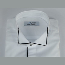 Mens CEREMONIA Tuxedo Formal Shirt 100% Cotton Turkey Slim Fit 3061 13 AB white image 3