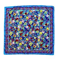 Pretty Floral Head Scarf  Colorful Turquoise Pink Yellow Spring Summer 3... - $10.89