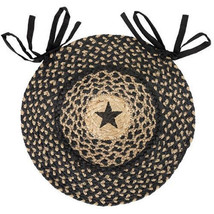 Braided Black Star Jute Chair Pad From the Hearthside Collection 15&quot; Dia... - £19.82 GBP