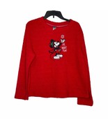 Disney Womens Top Mickey Christmas Sleepwear Sherpa Long Sleeve Shirt Re... - $17.86