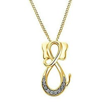 1/10Ct Moissanites 14K Gold Plated Infinity Elephant Pendant 18&quot; For Her Gifts - £44.13 GBP