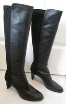 STUART WEITZMAN Black Nappa Leather &amp; Microfiber &quot;Halfhi&quot; Knee HIgh Boot... - £95.91 GBP