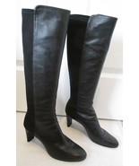 STUART WEITZMAN Black Nappa Leather &amp; Microfiber &quot;Halfhi&quot; Knee HIgh Boot... - £94.16 GBP