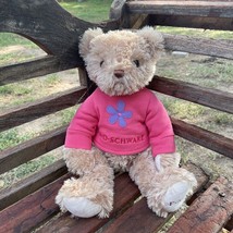 FAO Schwarz Teddy Bear Tan Plush Pink Shirt Sweatshirt Stuffed 16&quot; Purpl... - $14.85