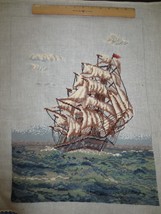SCOVILL DRITZ Pre-Worked SHIP DESIGN  NEEDLEPOINT CANVAS - 20-1/2&quot; x 26-... - $80.00