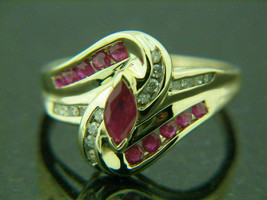 2Ct Marquise Cut Simulated Ruby Wedding Engagement Ring925 Silver Gold Plated  - £94.13 GBP