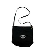 Le Marché de Whiterm Paris Canvas Shoulder Bag Black Tote Market Bag Lon... - $22.50