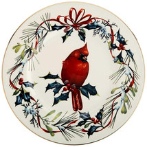 Lenox Winter Greetings Cardinal Accent Luncheon Plate 9.25&quot; New 1st Quality - £31.08 GBP