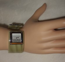 Roberto Cavalli Green Resin Silver Tone Accent Cuff Bracelet Watch New - £141.90 GBP