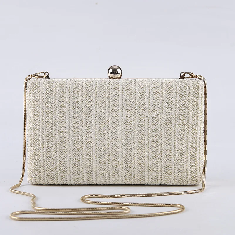 Elegant Stripe Evening Bags For Lady Shiny Woven Handbag Women  Chain Bags Brida - £72.58 GBP