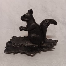 Black Cast Squirrel Nutcracker on Leaf Tray 11&quot; H x 11&quot; x 9&quot; - £54.95 GBP